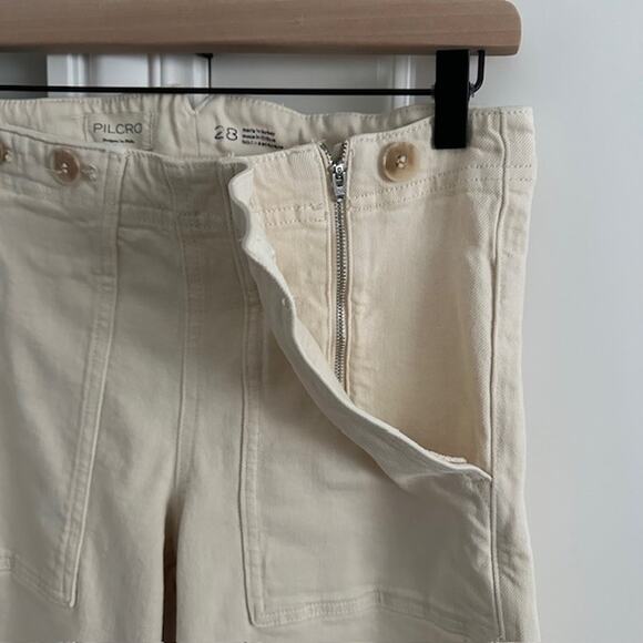 Anthropologie Pilcro The Kit Cropped Wide-Leg Trouser Jeans 28 Color: Cream - Picture 6 of 12